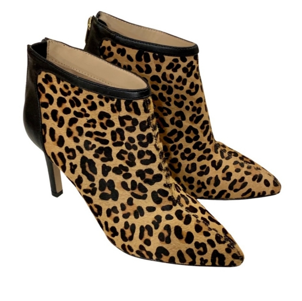 Adrienne Vittadini Leopard Print Heeled Booties
